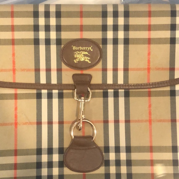 BURBERRYS Nova Check Haystack Plaid Oversized Clutch Portfolio w/ Chain VINTAGE - Picture 4 of 17